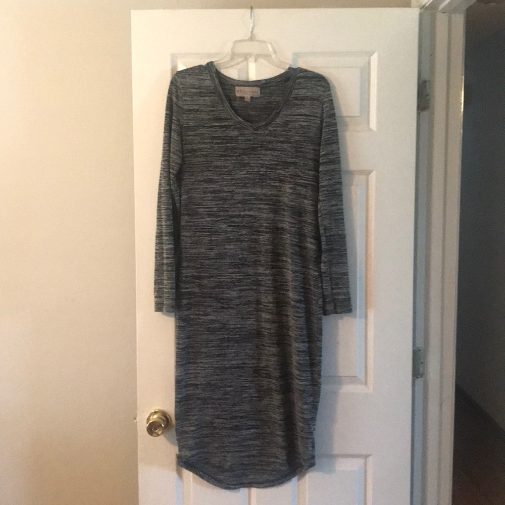Black and Gray Midi Sweater Dress